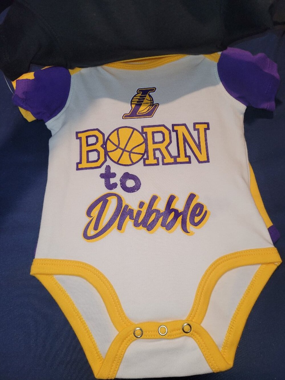NBA Los Angeles Lakers 3-Piece Creeper Set Size 0-3M Lakers Baby Onesies